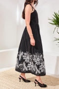 SLVLESS DRESS W/EMBROIDERY-BLACK