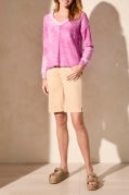 L/S V-Neck Sweater w/Wash Effect-Orchid