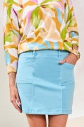 PULL ON SKORT W/ POCKETS-AQUA SKY