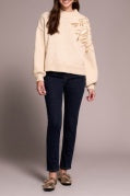 L/S MOCK NK SWEATER W/SEQUINS-H Latte