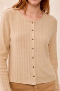L/S CREW NECK CARDI-Oatmeal