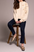 L/S MOCK NK SWEATER W/SEQUINS-H Latte