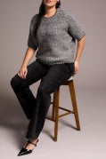 CREW NECK CAP SLEECE SWEATER-Charcoal