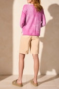 L/S V-Neck Sweater w/Wash Effect-Orchid