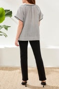 S/S BLOUSE W/ TAPE DTL-BLACK