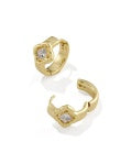 MALLORY CRYSTAL HUGGIE EARRINGS GOLD WHITE CZ