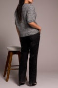 CREW NECK CAP SLEECE SWEATER-Charcoal