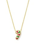CANDY CANE SHORT PENDANT NECKLACE GOLD RED GREEN MIX