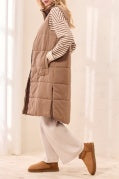 Long Zip-Front Quilted Vest-Fossil