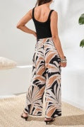 PULL ON CAPRI W/ EMBROIDERY STITCH-CHESTNUT