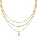 MINI ELISA TRIPLE STRAND NECKLACE GOLD IRIDESCENT DRUSY