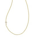 CROSS INLINE PAVE NECKLACE 18K YELLOW GOLD VERMEIL WHITE TOPAZ