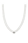 EMILIE MULTI STRAND NECKLACE RHODIUM PLATINUM DRUSY