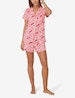 Women's Short Sleeve Top & Short Pajama Set-Blushing Big Cat