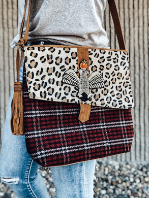 Eagle-Leopard/Plaid Crossbody