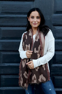 Brown Leopard Scarf