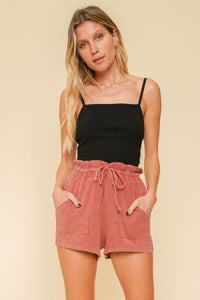 Textured Gauze Shorts-Rose