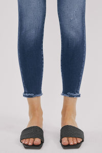 Kan Can Mid-Rise Fray Skinny Jeans
