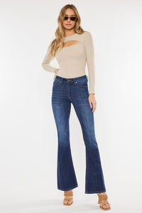 Kan Can Petite Mid Rise Flare Jeans