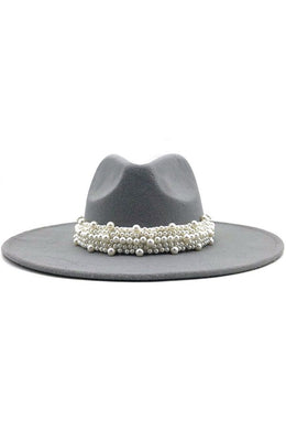 Pearl Panama Hat-Light Grey