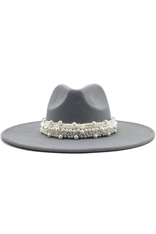Pearl Panama Hat-Light Grey