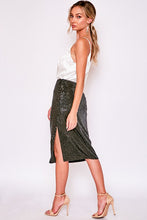 Sequin Midi Skirt w/Slit