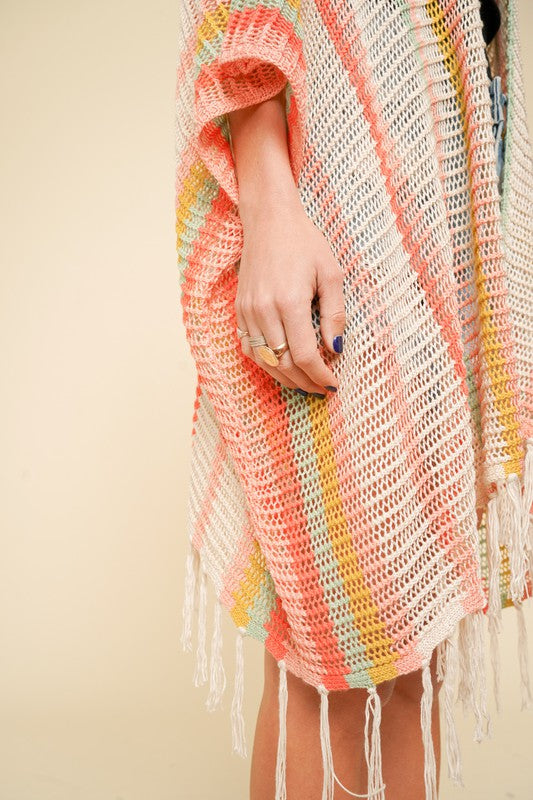 Stripe Crochet Kimono