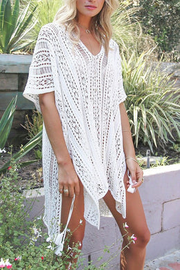 Hollow Out Cover Up Dress-White