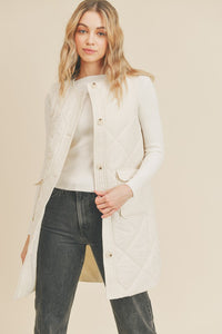 Quilted Vest-Ivory