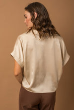 Satin Button Down Blouse-Taupe