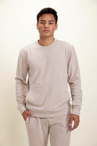 Men-Micro-Ribbed Pullover-Natural