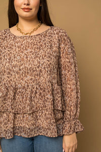 Ruffle Abstract Blouse-Curvy