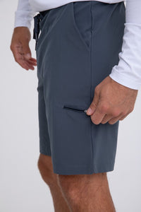 MEN-Active Drawstring Shorts w/Zippered Pouch-Dark Slate