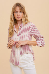 Red/Ivory Stripe Blouse