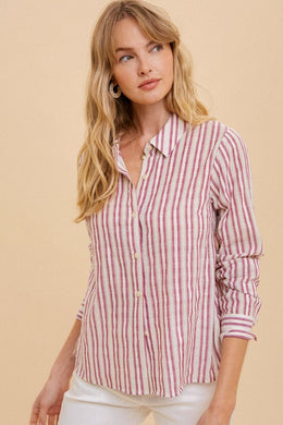 Red/Ivory Stripe Blouse