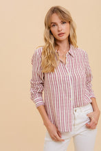 Red/Ivory Stripe Blouse
