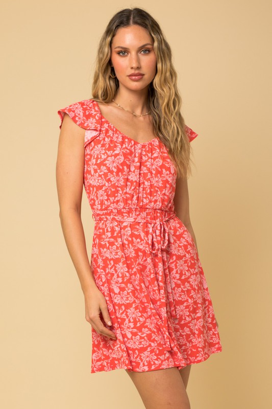 Coral/Blush Floral Dress