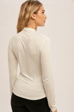 Mock Neck Ruched Top-Off White