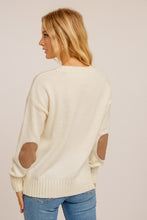 Cream Leather Elbow Patch Sweater