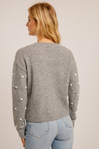 Polka Dot Pom Pom Sweater-Grey