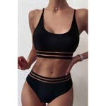 Mesh Stripes Swim Suit