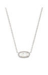 ELISA SHORT PENDANT NECKLACE RHODIUM IVORY MOTHER OF PEARL