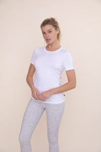 Melange Active Short Sleeve Top-White