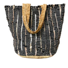 DJ-Large Leather Black Gold Recycled Handloom Bag