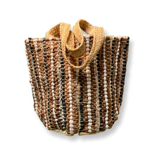 DJ-Small Leather & Cotton Handloom Bag