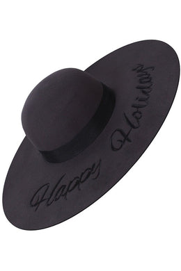 Happy Holidays Floppy Hat-Charcoal