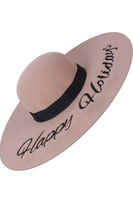 Happy Holidays Floppy Hat-Khaki