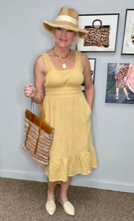 Mustard Gauze Midi Dress