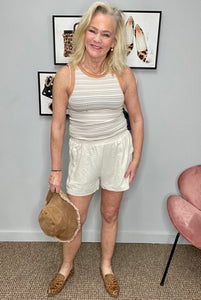 Taupe/Orange Stripe Tank