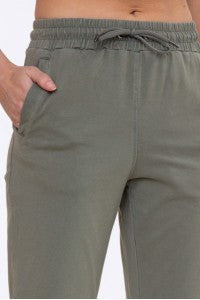 Swoop Back Twill Joggers-Army Green